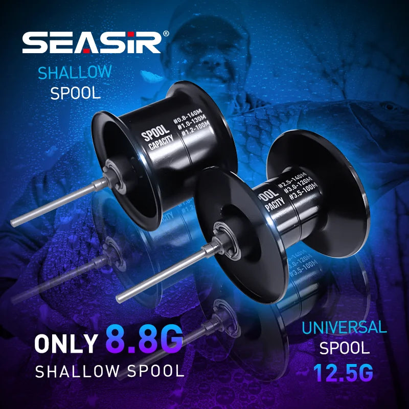 SEASIR Cast-X Baitcasting Reel – 7.3:1 High-Speed Gear Ratio, Aluminum Double Spool, Carbon Grip, BFS Micro Fishing Reel for Fresh & Saltwater