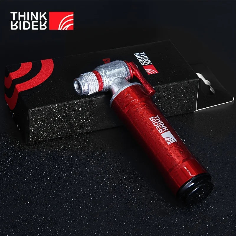 ThinkRider CO2 Bike Pump – Mini Aluminum Inflator with Schrader & Presta Valve Adapter, Portable MTB Bicycle Tire Pump